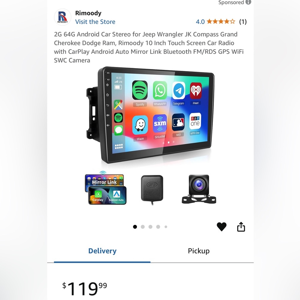10 In Touch Screen Car Radio.CarPlay/Android Mirror Bluetooth FM/RDS,GPS,Camera